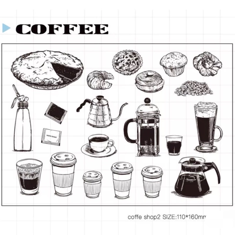 現貨 moodtape第3彈 咖啡 糕點 咖啡杯 派 甜點 咖啡用具 水晶印章 透明印章 矽膠印章 手帳印章 🍒