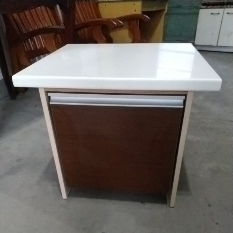 白色 方型 大理石 茶几 收納櫃 邊桌 抽屜 收納櫃 桌 系統櫃高密度塑合板 邊櫃