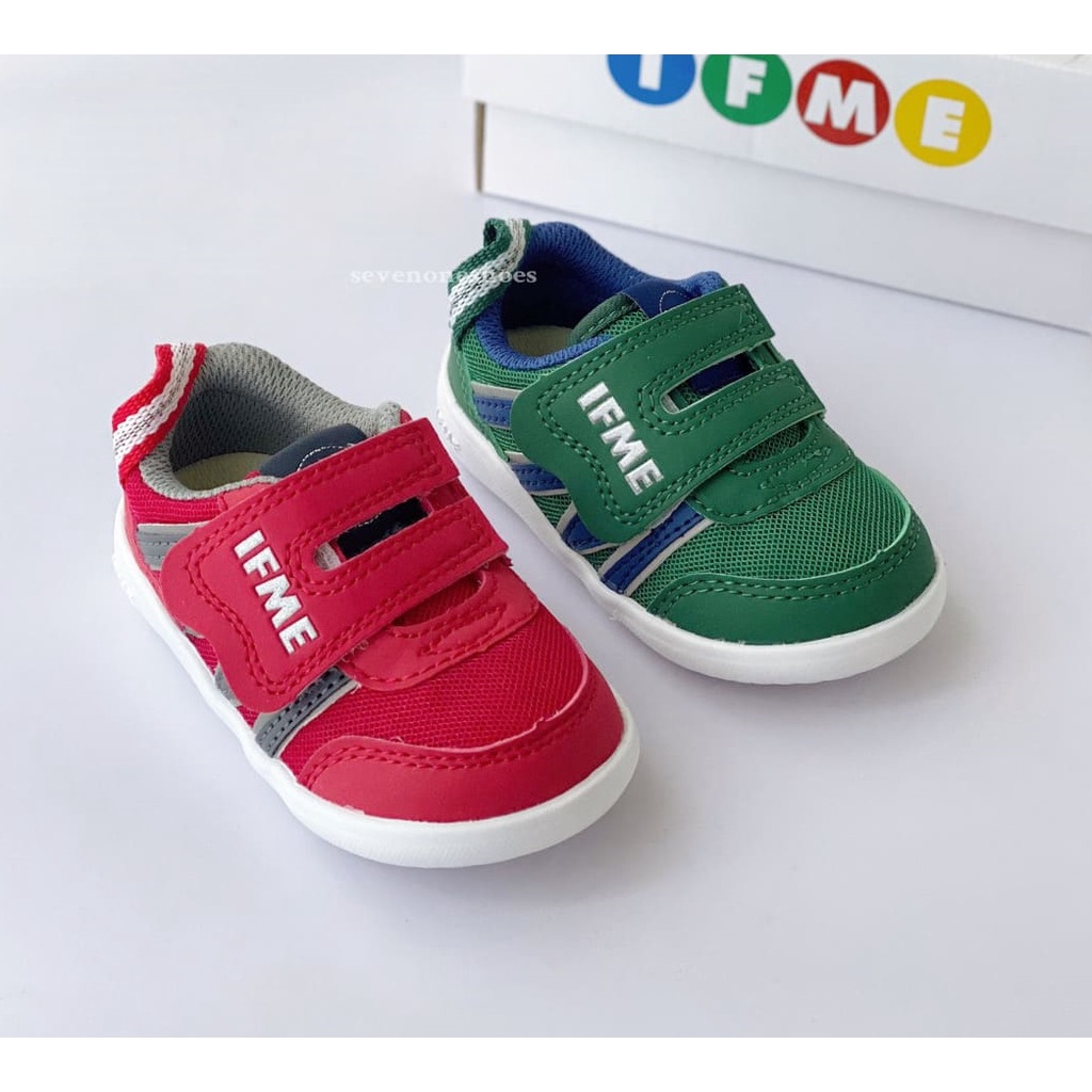 7+1童鞋 (F435綠/紅色) 小童 IFME 素面百搭款 透氣機能 輕量機能學步鞋12-15cm