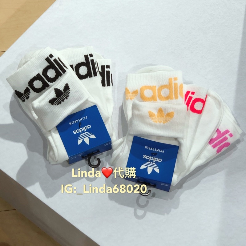 Linda❤️代購 Adidas 襪子 中筒襪 反折 三色 白 GN4894 彩色Logo GN3147 H32387