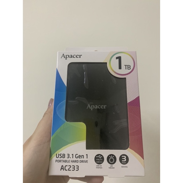 Apacer宇瞻 AC233 1TB USB 3.2 Gen 1 2.5吋行動硬碟