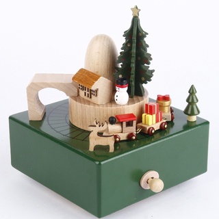 天空之城旋轉木馬 小火車木質音樂盒 八音盒 創意兒童玩具 生日新年禮物