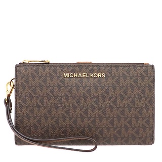 【美麗小舖】MICHAEL KORS MK 深咖啡色 防刮PVC皮革 長夾 手機包 皮夾 手拿包~M38644