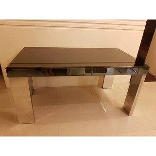 強化玻璃鋼琴烤漆/不鏽鋼腳 餐桌