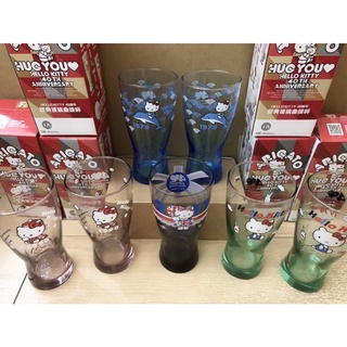 Hello kitty 40週年 經典玻璃曲線杯 水杯 馬克杯 冷飲杯 7-11 430ML 收藏