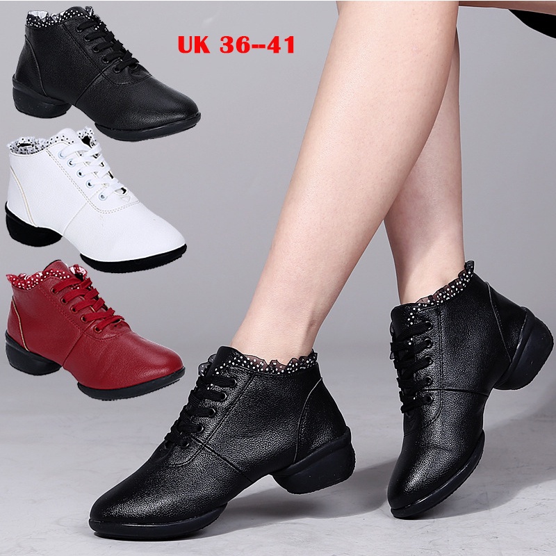 拉丁舞鞋線舞半靴蕾絲靴女線舞鞋英國36~41女舞鞋