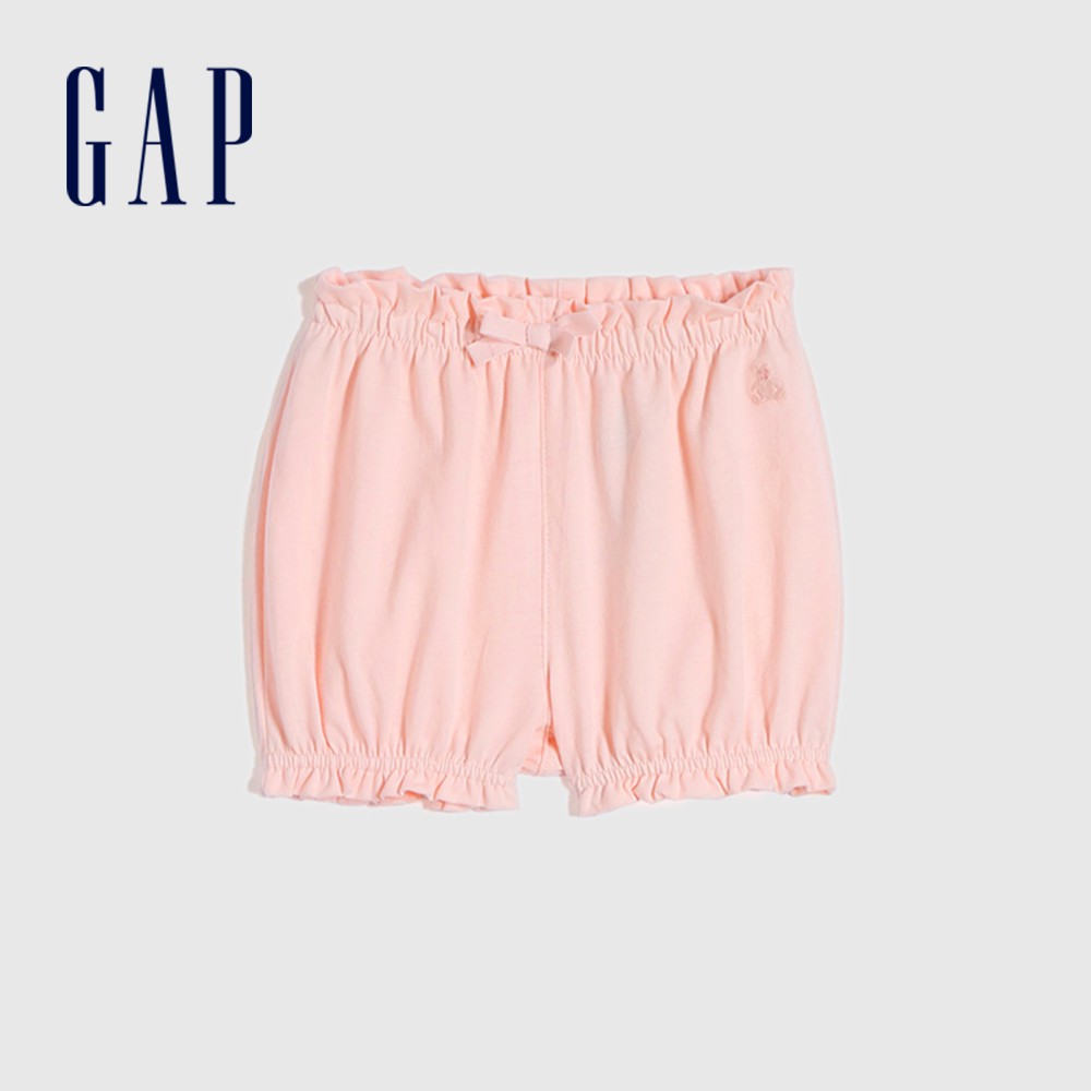 Gap 嬰兒裝 純棉舒適鬆緊短褲 布萊納系列-粉色(681773)