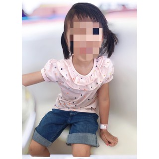 <二手童裝> Little kids 粉紅色點點 造型領口短袖上衣-尺寸約100cm