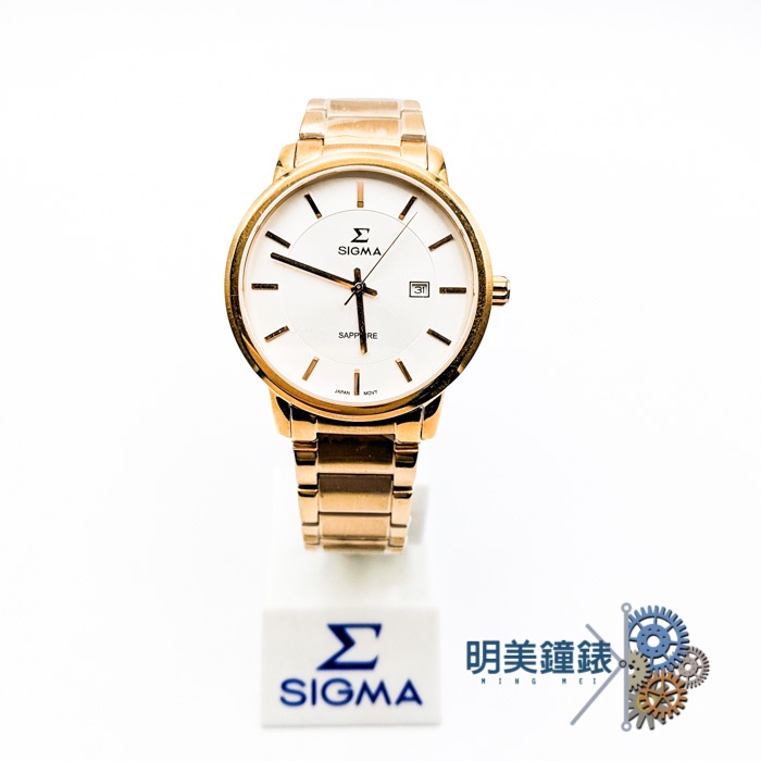 【明美眼鏡鐘錶】SIGMA 經典簡約玫瑰金錶帶X刻度 情侶對錶(男) 1122M-R2 原價$4800