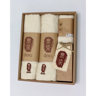 親膚禮盒【MIT金選品】 無染毛巾(1組3入) 100%純棉 原紗天然親膚 無新增 環保自然