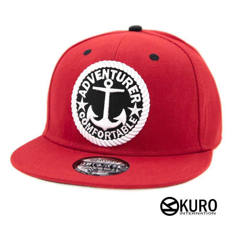 KURO-SHOP紅色船錨圖案ADVENTURER潮流板帽棒球帽