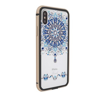 apbs iPhone Xs / iPhone X 5.8吋施華彩鑽鋁合金屬框手機殼-黑金色冰雪情緣