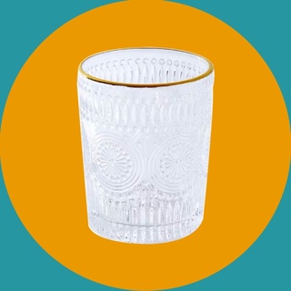 太陽花復古花雕浮雕金邊玻璃杯/酒杯/水杯/威士忌杯