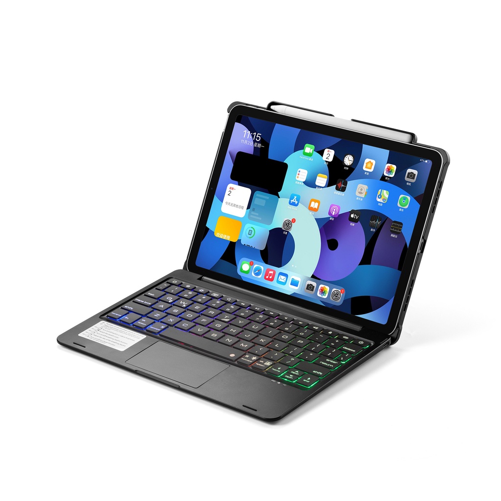 2020 新款air4ipad 10.9寸混色背光平板藍牙鍵盤筆槽充電觸控板款
