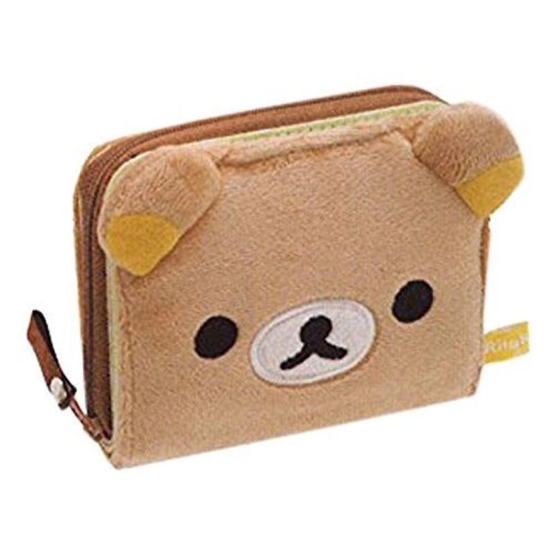 《Amigo朋友禮品》日本 San-x 拉拉熊 懶熊 懶懶熊 絨毛立體耳朵短夾 短夾錢包 短夾皮夾 短夾零錢包 卡片包