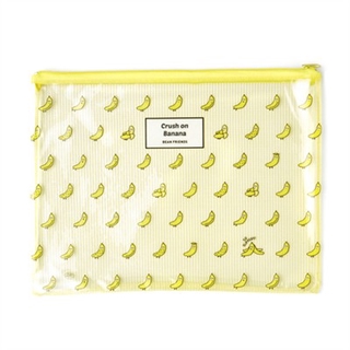 [ARTBOX OFFICIAL] 黃色香蕉圖案網格拉鍊袋 (大尺寸)