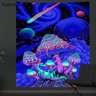 Image of 蘑菇迷幻熒光掛毯壁掛布臥室裝飾迷幻藝術海報在紫外線下發光