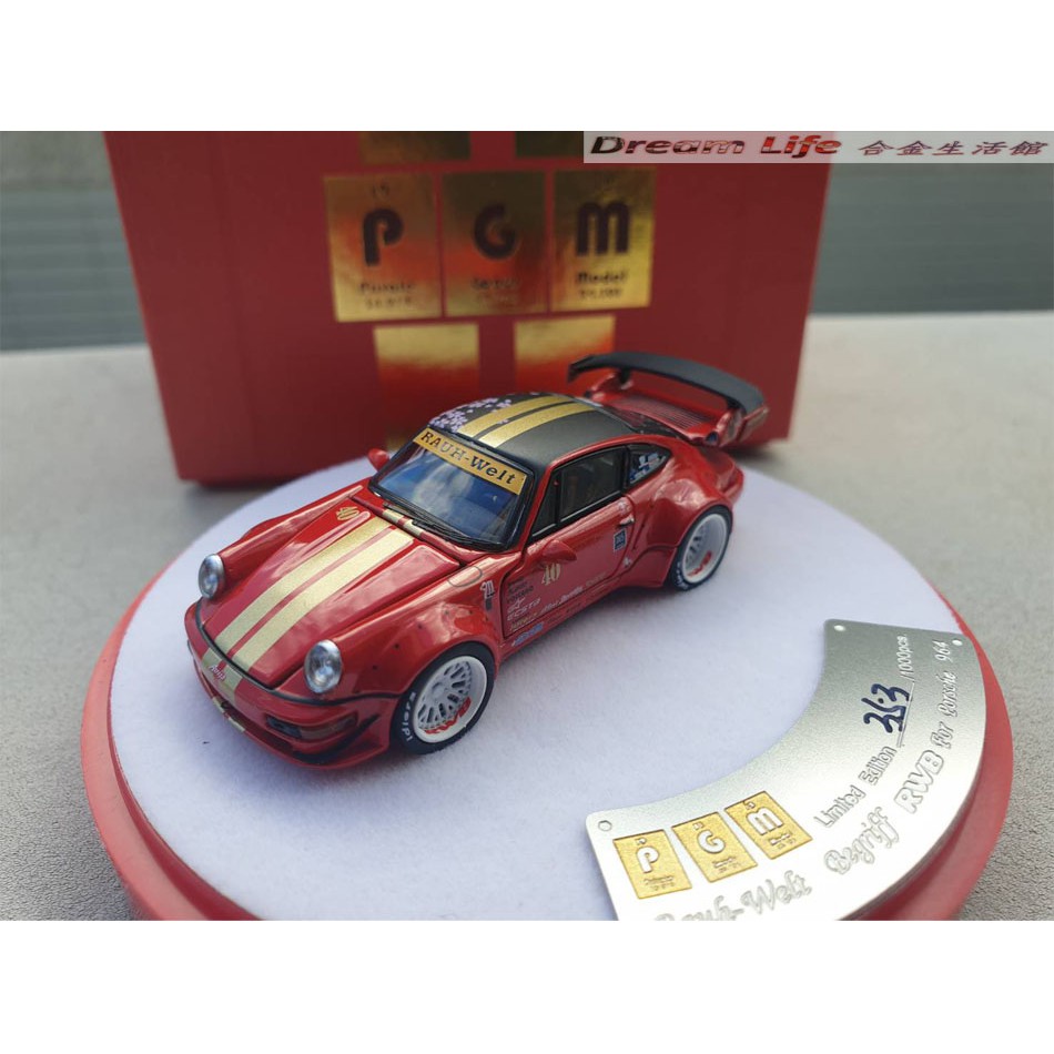 【PGM精品】1/64 Porsche 964 RWB 保時捷 豪華版 合金全可開~全新櫻花紅~現貨特惠價~!