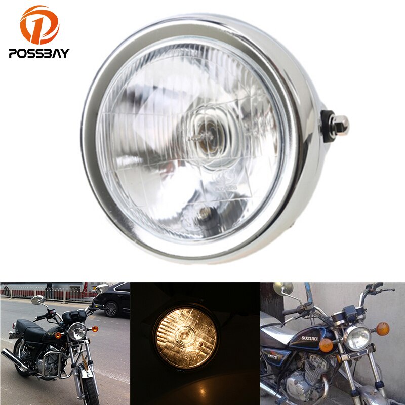 SUZUKI Possbay Chrome 摩托車頭燈頭燈摩托車咖啡賽車燈通用適合鈴木 GN 125 大多數摩托車