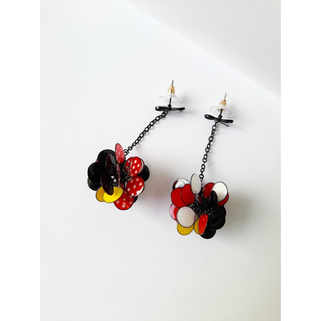 Jaime Accesories米奇米妮樹脂耳環 手作樹脂耳環 樹脂花球耳環 水晶花耳環一對 蝦皮購物