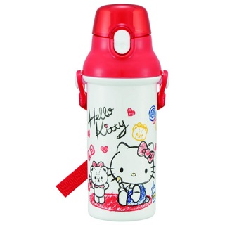 480ml水壺 日本 三麗鷗 Hello Kitty 凱蒂貓 KT貓 背帶水壺 日本進口正版授權 直立式水壺 彈跳式水壺