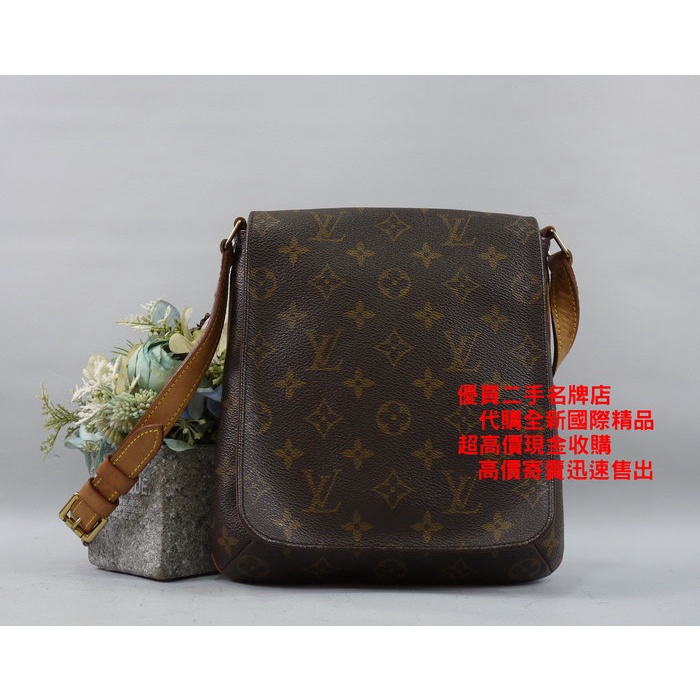 ☆優買二手精品名牌店☆ LV M51258 原花 字紋 老花 肩背包 小 王菲包 記者包 郵差包 航空包 特價品