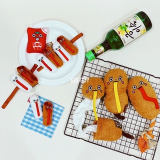 GoGoDy 現貨 韓國🇰🇷7號巴士🚌起司熱狗香腸年糕小吃攤 藏食響紙繩結BB發聲寵物玩具