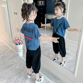 韓版短袖套裝 夏季女童套裝 韓版2021中大女童裝夏裝新款洋氣網紅套裝時髦女孩短袖運動兩件套