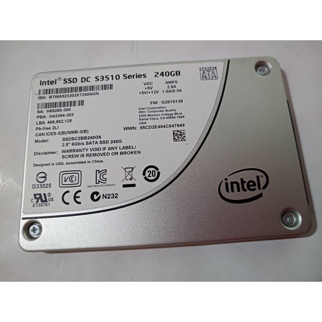 INTEL SSD DC S3510 Series 240GB 硬碟 (二手良品)