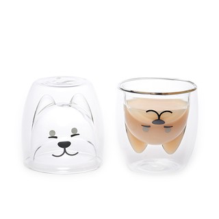 動物造型耐熱雙層玻璃杯 - 共3款《泡泡生活》哈士奇 柴犬 小豬 隔熱杯 造型玻璃杯