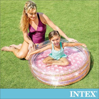 無彩盒出清商品【INTEX】閃亮幼兒充氣水池86x25cm 適1-3歲(57103) 氣泡底