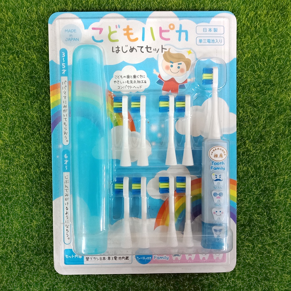 【好厝邊】日本 阿卡將  minimum HAPICA 兒童電動牙刷 3以上-6歲以上用 超值組合(附8替換頭+收納盒)