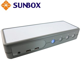 臺製KVM 4埠 VGA + USB + Audio 切換器 - SUNBOX
