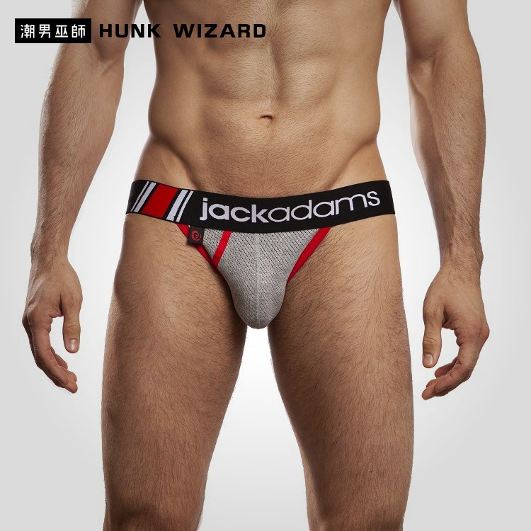 潮男巫師- Nano Jockstrap 網孔男性運動後空內褲 黑灰 | 囊袋吸濕排汗舒適感 Jack Adams
