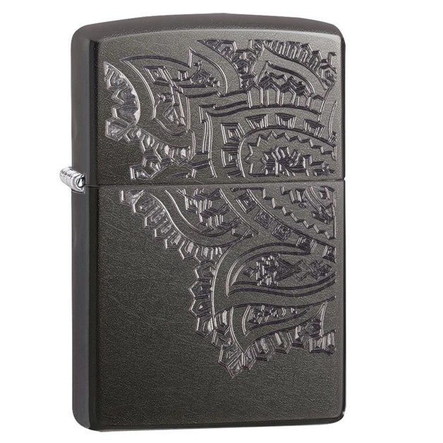 Zippo 美製 燃油式煤油防風打火機 Iced Paisley 羽翼 29431 不含燃油 綠野山房