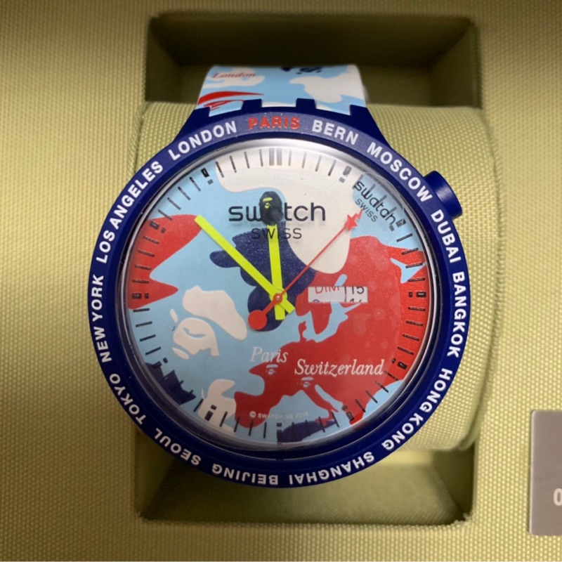 售 全新 現貨 BAPE X SWATCH BIG BOLD PARIS 法國迷彩限量手錶