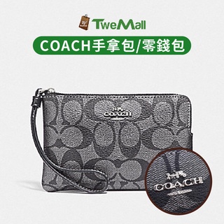 COACH 手拿包 零錢包 防刮皮革 C LOGO 黑灰