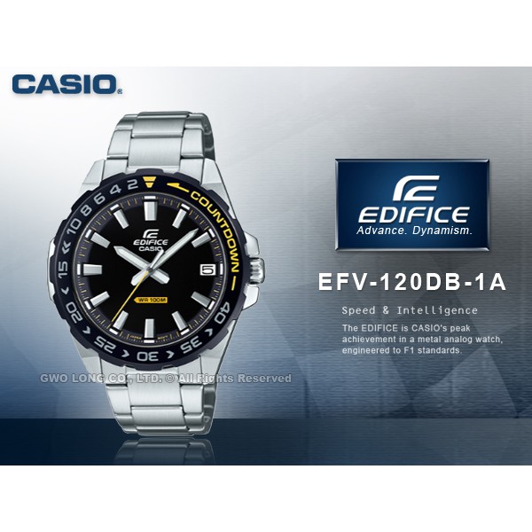 CASIO   EFV-120DB-1A EDIFICE 簡約時尚指針男錶 不鏽鋼錶帶 EFV-120DB