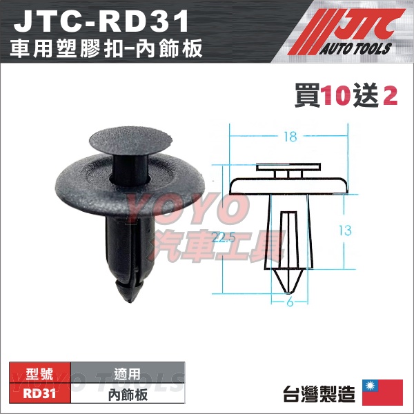 【YOYO汽車工具】JTC-RD31 車用塑膠扣 內飾板 膠扣 扣子 卡扣 固定扣 mazda CX3