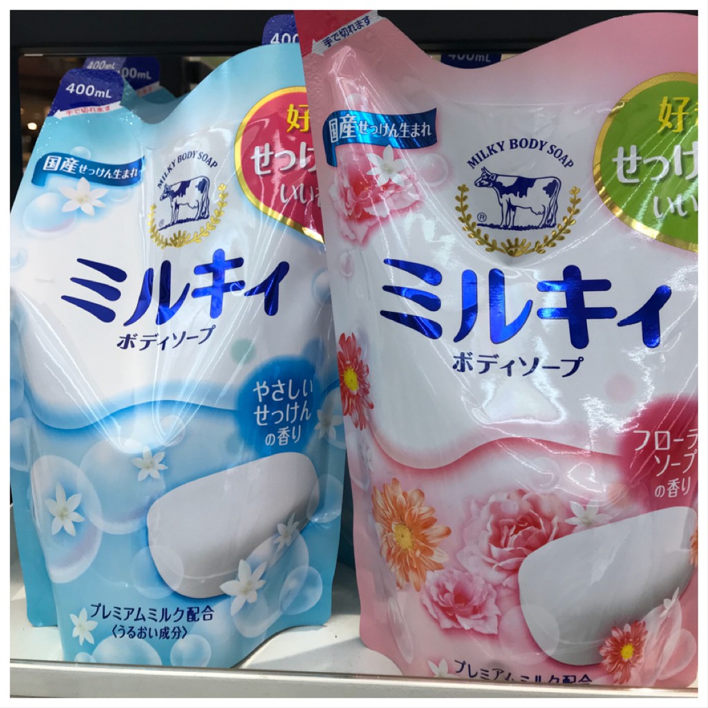 COW牛乳石鹼 牛乳精華沐浴乳補充包【玫瑰花香/柚子果香】400ml