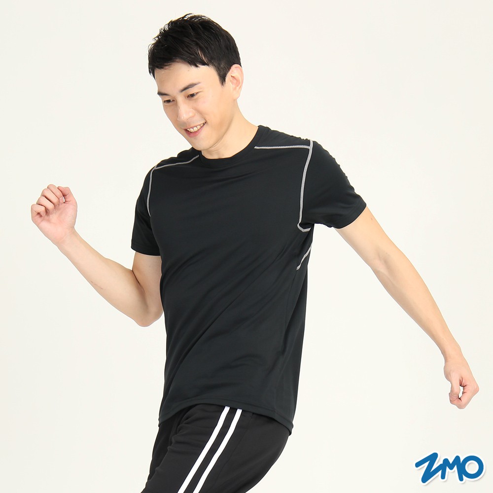 【ZMO】男跑步短袖排汗上衣-黑色