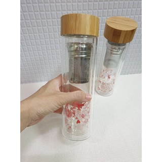 現貨 日式 304不鏽鋼濾茶耐熱 雙層玻璃杯 泡茶杯 咖啡杯 附隔溫提袋