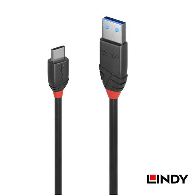 LINDY 36915_A Black系列 USB3.2 Gen2 Type-C公 轉 A公 傳輸線 0.5M 1M