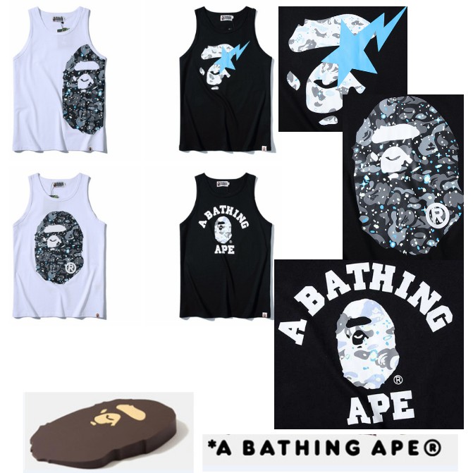 新款BAPEe Bathing Ape Lovers背心純棉短袖T恤夜光