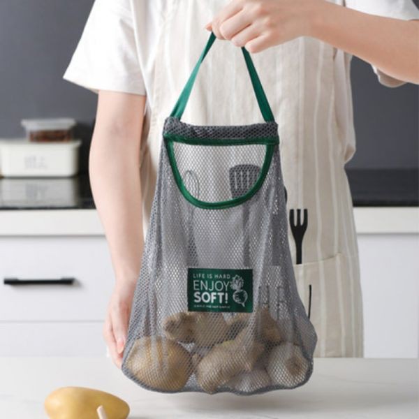 【台灣現貨】蔬果收納網袋 廚房 蔬菜 收納 網袋 家用 多用途 水果 壁掛袋 可掛式儲物袋 簍空透氣