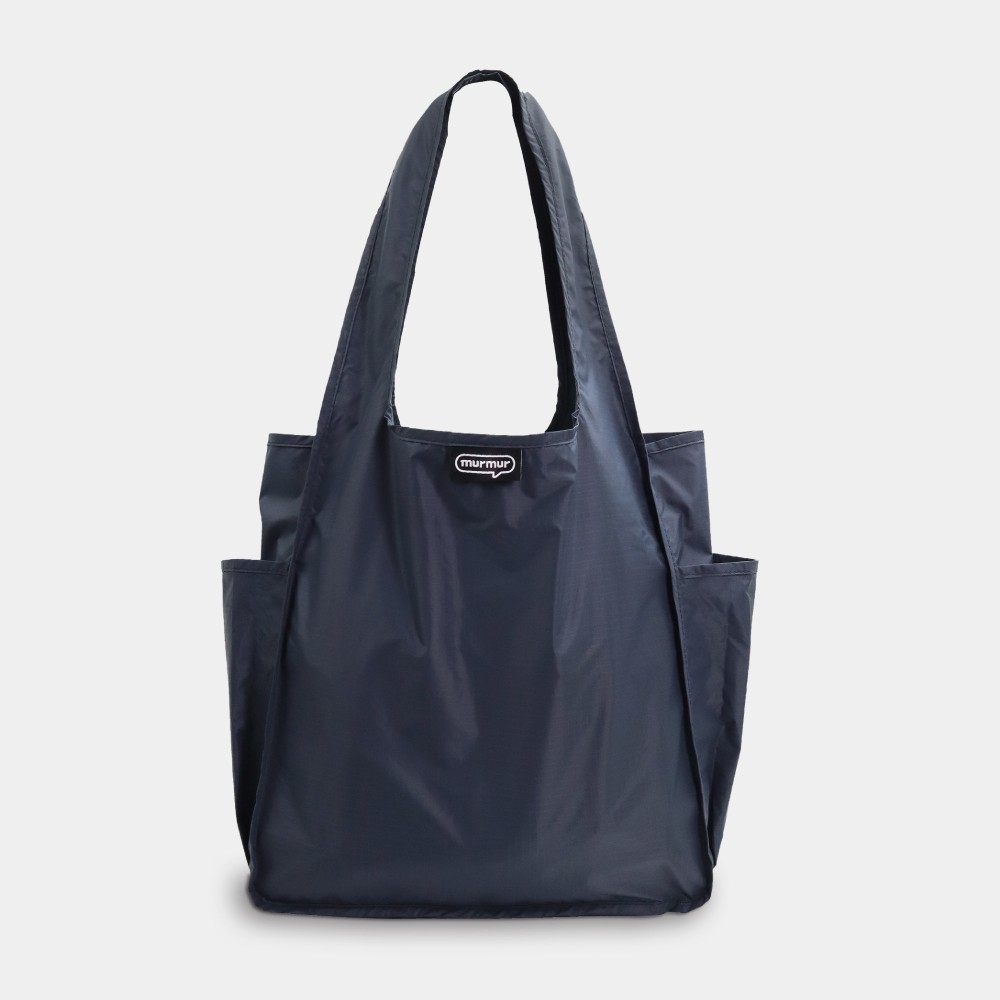【murmur官方】 A4環保購物袋-灰藍(雙側快取口袋、可收納、袋口兩段式安全扣帶)