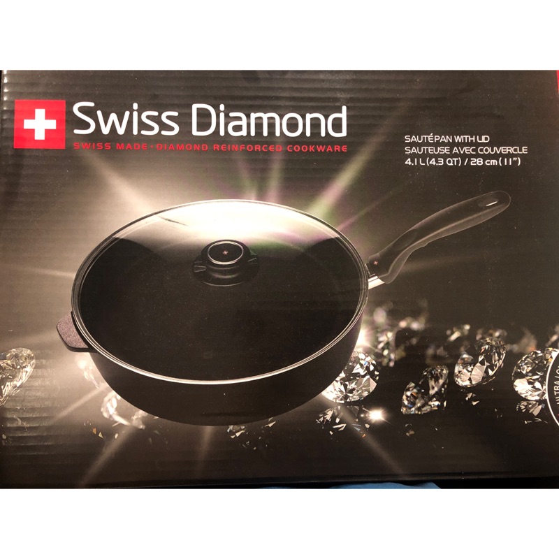瑞士原裝SWISS DIAMOND瑞仕鑽石鍋28CM 26CM 圓形深煎鍋