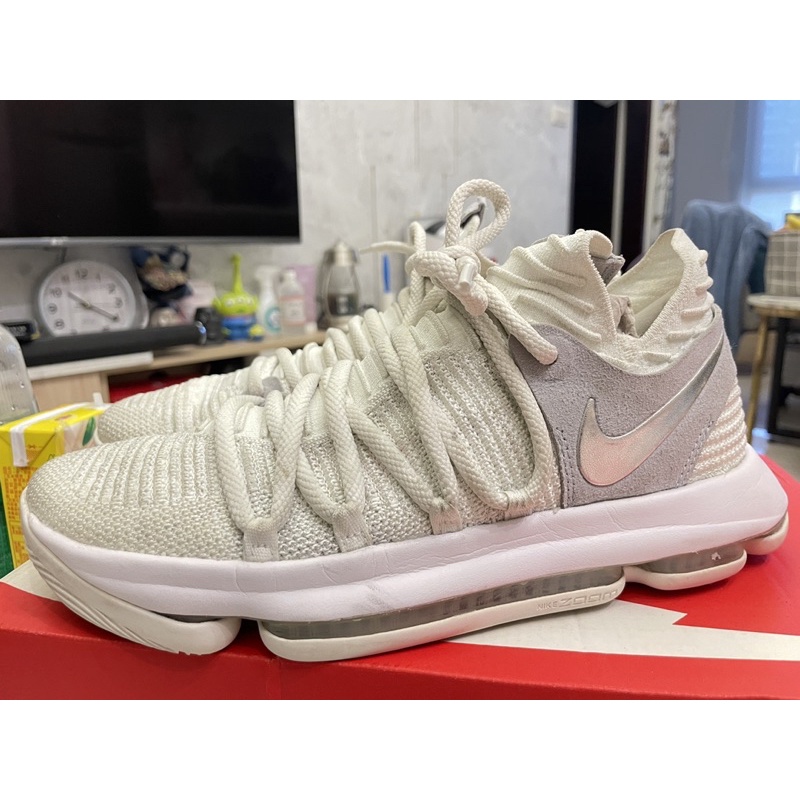 二手  NIKE KD 10 Still KD 籃球鞋 全氣墊 白灰色