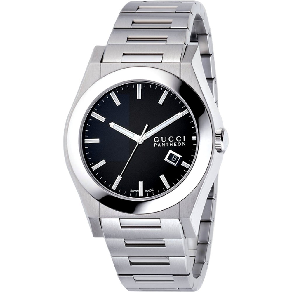 【GUCCI古馳】手錶 YA115209 Pantheon 時尚菁英腕錶-黑★保固二年，㊣超值搶購