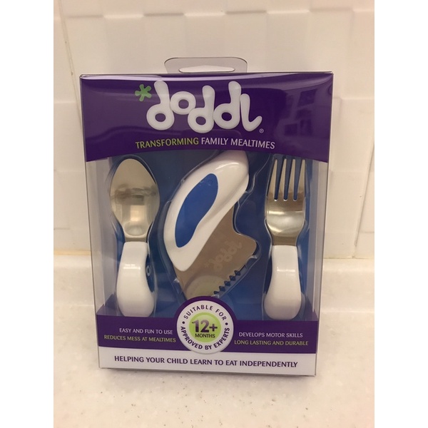 ［全新］Doddl兒童學習餐具3件組-藍色+收納盒
